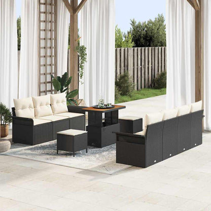 Garten-Sofa-Set 10 pcs Schwarz Poly-Rattan