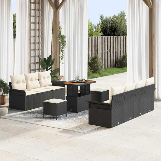 Garten-Sofa-Set 10 pcs Schwarz Poly-Rattan