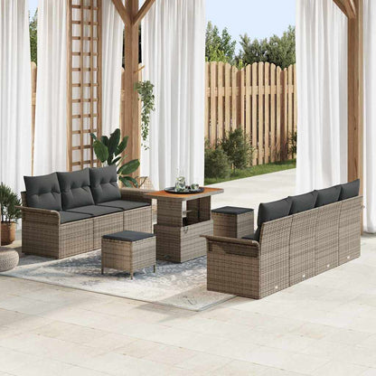 Garten-Sofa-Set 10 pcs Grau Poly-Rattan