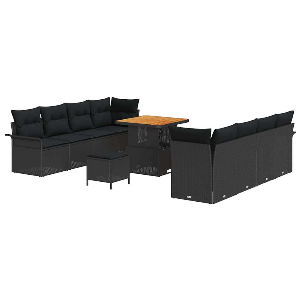 Garten-Sofa-Set 11 pcs Schwarz Poly-Rattan