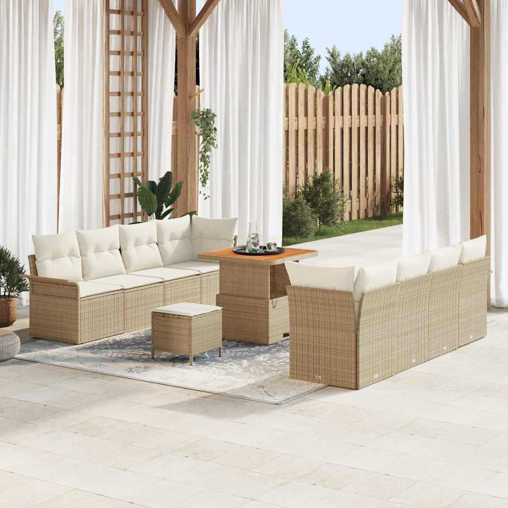 Garten-Sofa-Set 11 pcs Beige Poly-Rattan