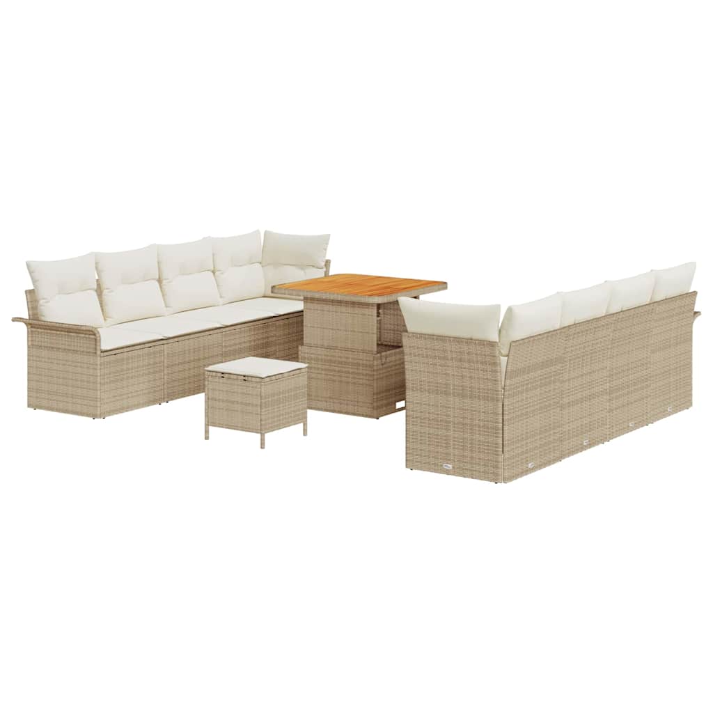 Garten-Sofa-Set 11 pcs Beige Poly-Rattan