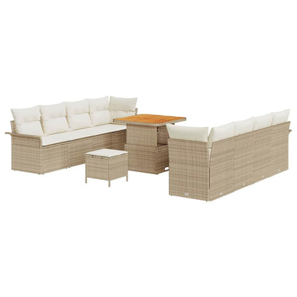 Garten-Sofa-Set 11 pcs Beige Poly-Rattan