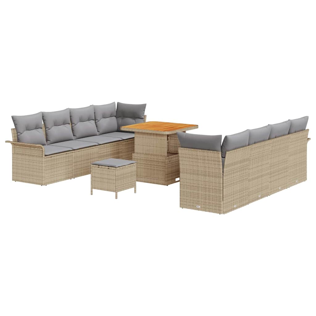Garten-Sofa-Set 11 pcs Beige Poly-Rattan
