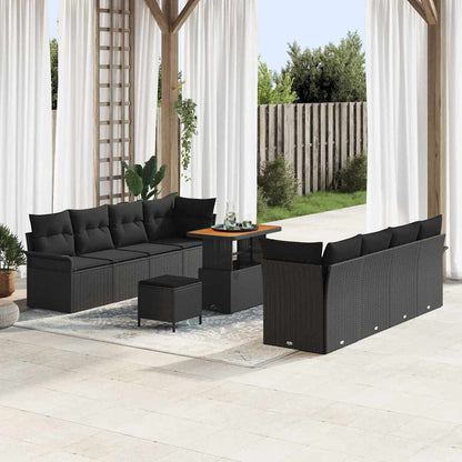 Garten-Sofa-Set 11 pcs Schwarz Poly-Rattan