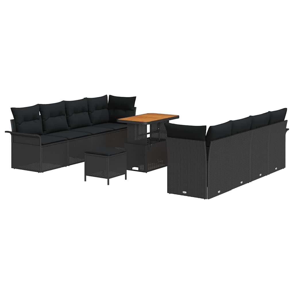 Garten-Sofa-Set 11 pcs Schwarz Poly-Rattan