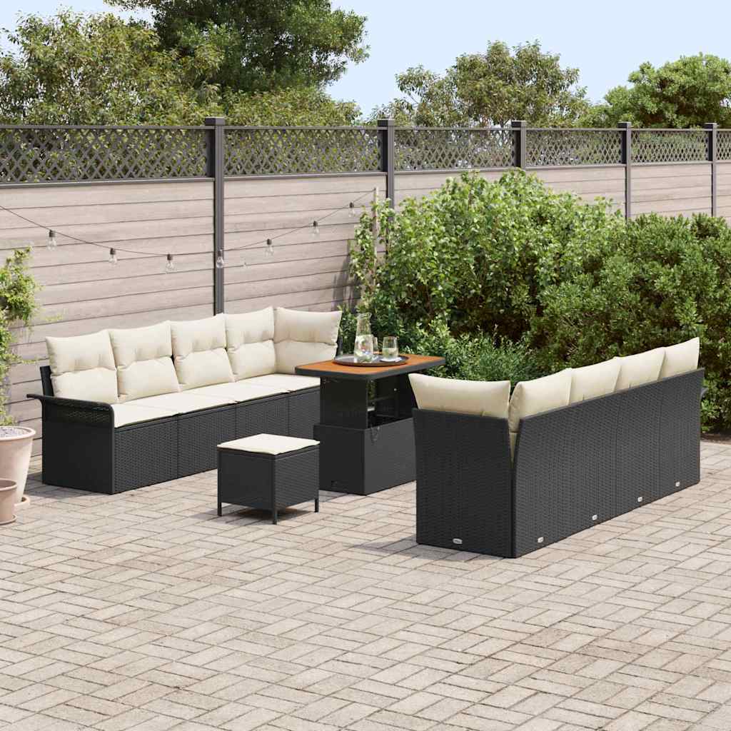 Garten-Sofa-Set 11 pcs Schwarz Poly-Rattan