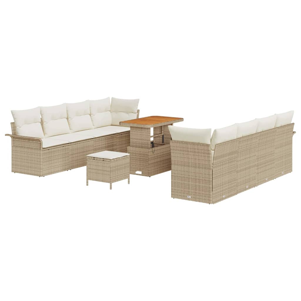 Garten-Sofa-Set 11 pcs Beige Poly-Rattan