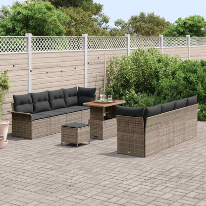 Garten-Sofa-Set 11 pcs Grau Poly-Rattan