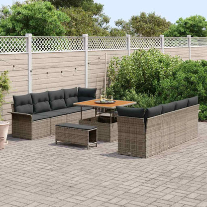 Garten-Sofa-Set 11 pcs Grau Poly-Rattan