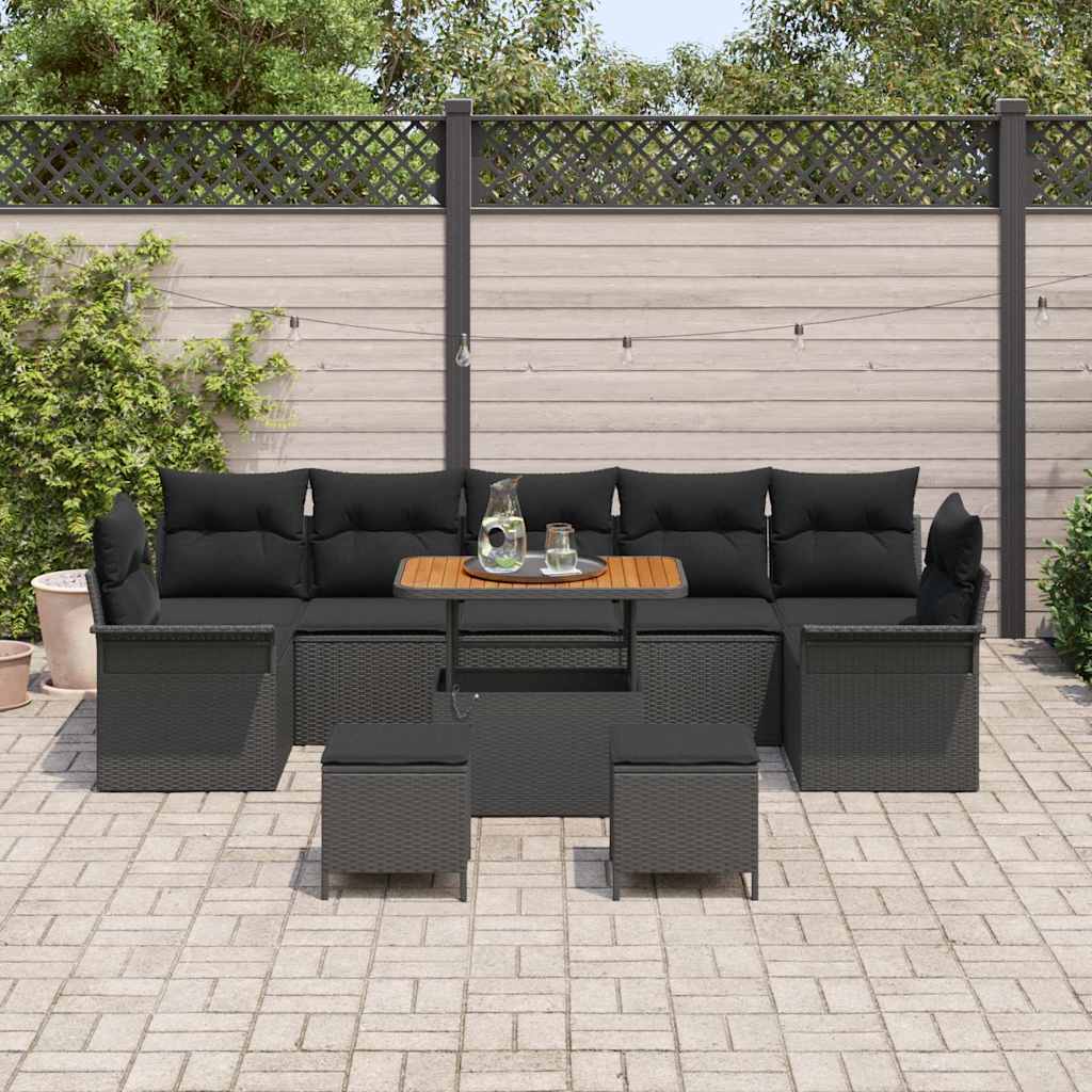 Garten-Sofa-Set 10 pcs Schwarz Poly-Rattan