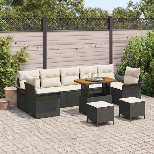 Garten-Sofa-Set 10 pcs Schwarz Poly-Rattan