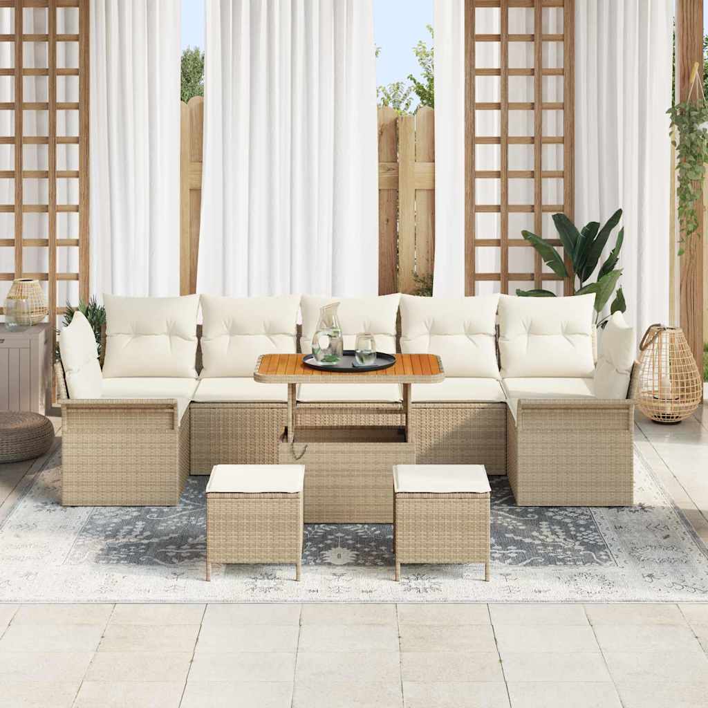 Garten-Sofa-Set 10 pcs Beige Poly-Rattan
