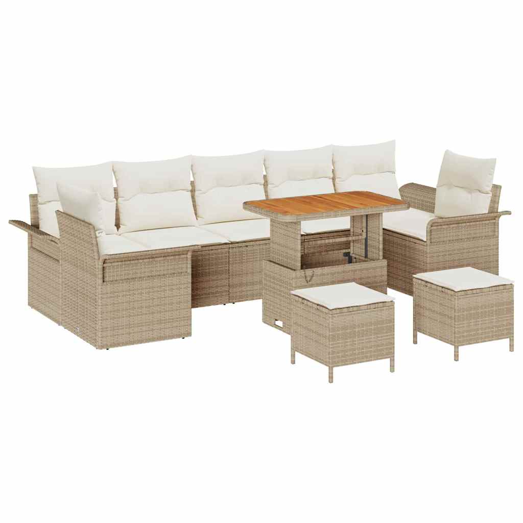 Garten-Sofa-Set 10 pcs Beige Poly-Rattan