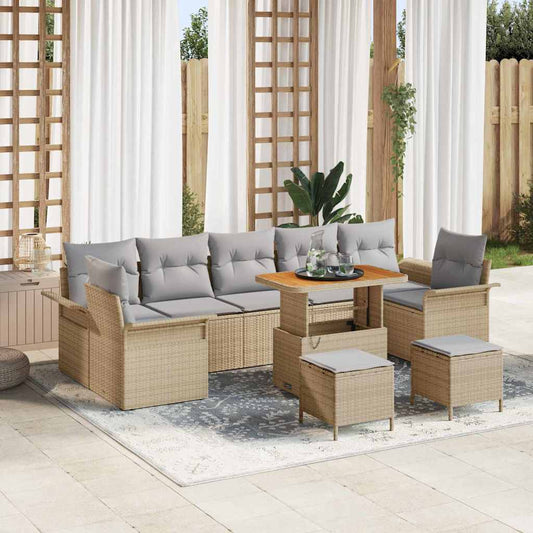 Garten-Sofa-Set 10 pcs Beige Poly-Rattan
