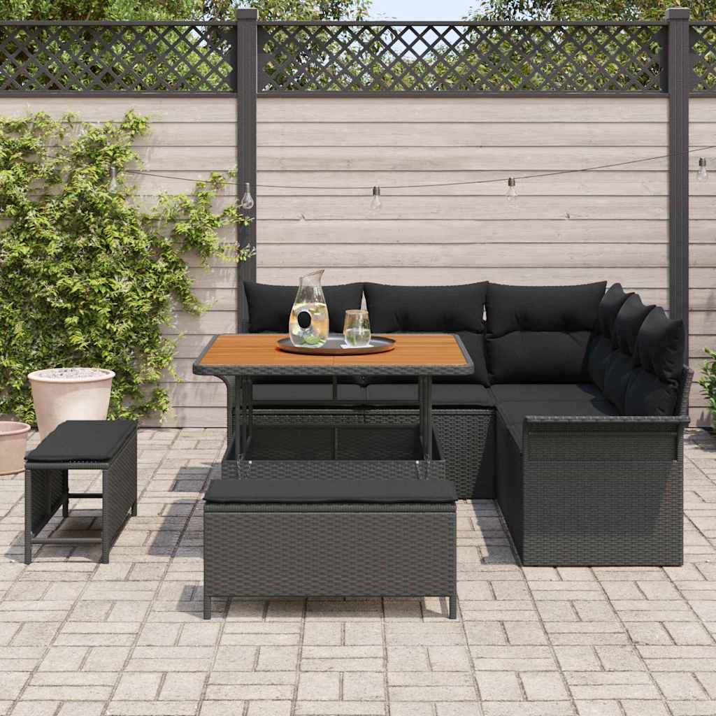 Garten-Sofa-Set 8 pcs Schwarz Poly-Rattan