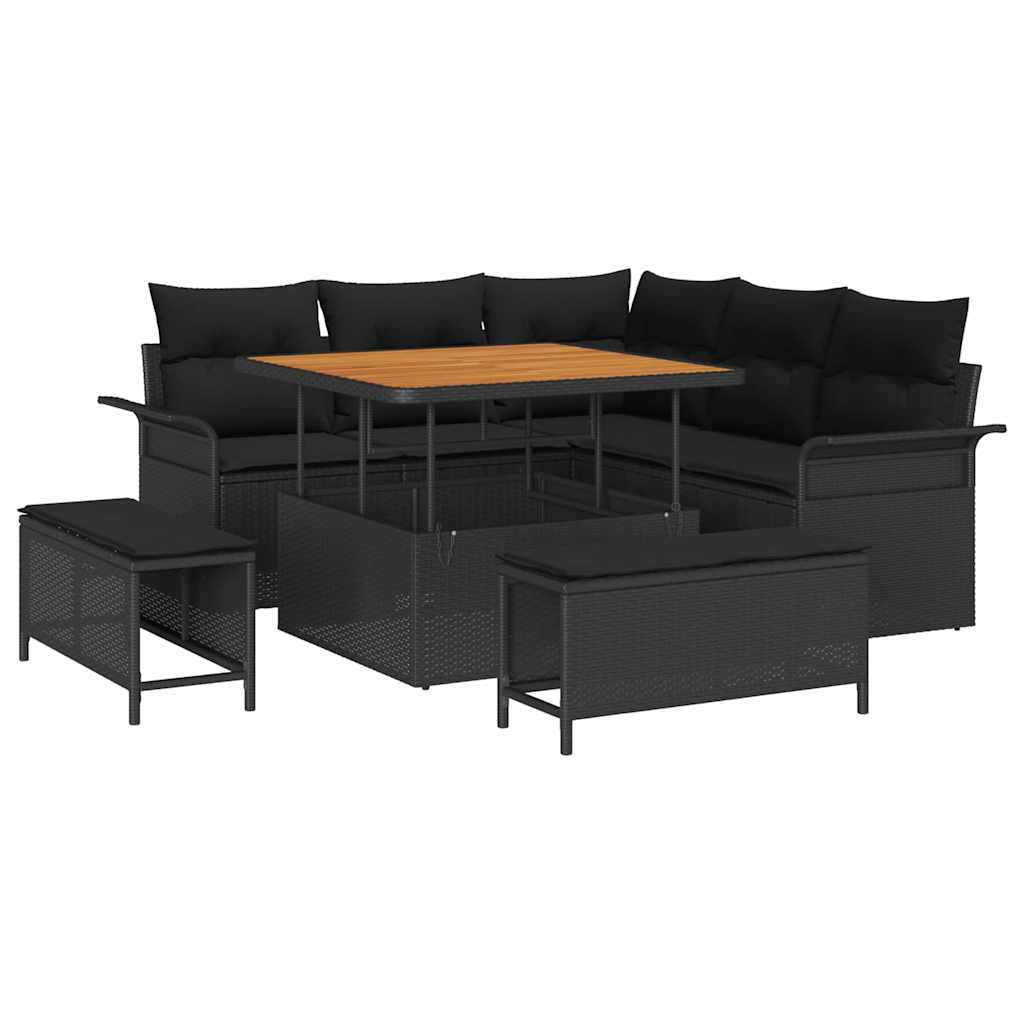 Garten-Sofa-Set 8 pcs Schwarz Poly-Rattan