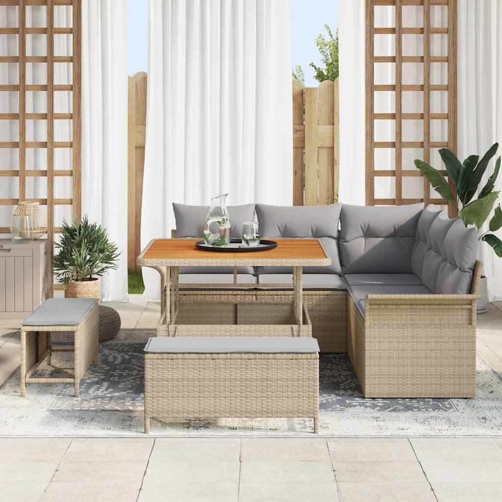 Garten-Sofa-Set 8 pcs Beige Poly-Rattan