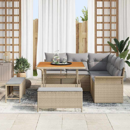 Garten-Sofa-Set 8 pcs Beige Poly-Rattan