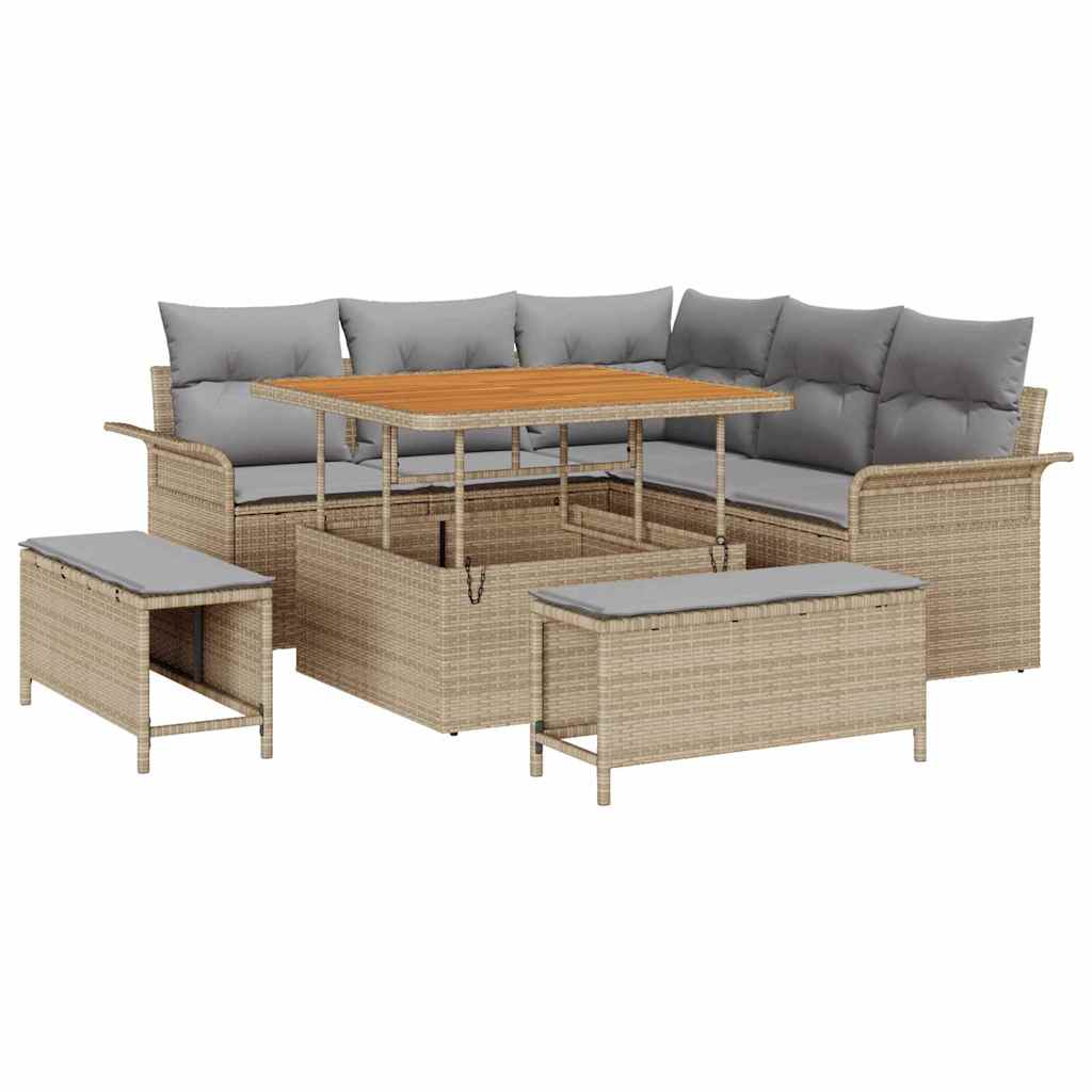 Garten-Sofa-Set 8 pcs Beige Poly-Rattan
