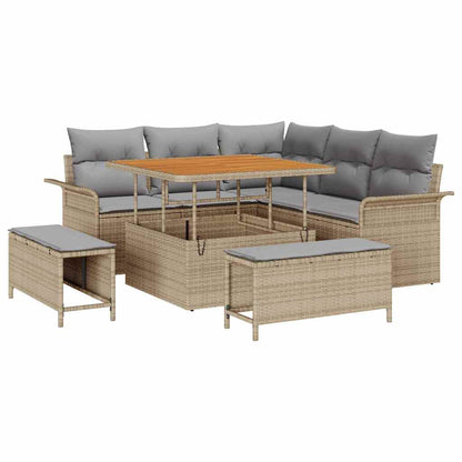 Garten-Sofa-Set 8 pcs Beige Poly-Rattan