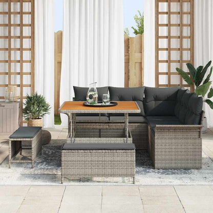 Garten-Sofa-Set 8 pcs Grau Poly-Rattan