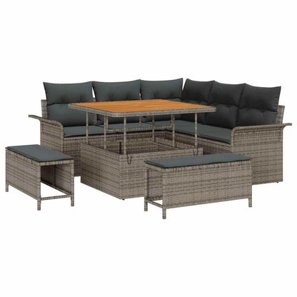 Garten-Sofa-Set 8 pcs Grau Poly-Rattan