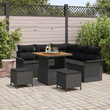 Garten-Sofa-Set 8 pcs Schwarz Poly-Rattan