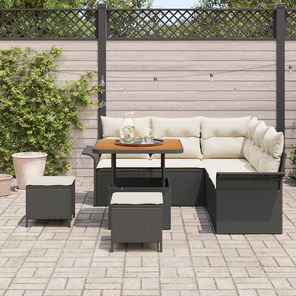 Garten-Sofa-Set 8 pcs Schwarz Poly-Rattan