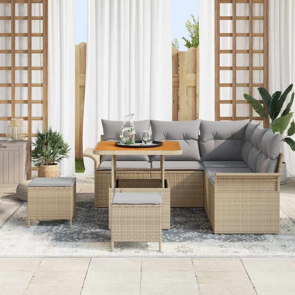 Garten-Sofa-Set 8 pcs Beige Poly-Rattan
