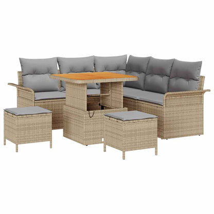 Garten-Sofa-Set 8 pcs Beige Poly-Rattan