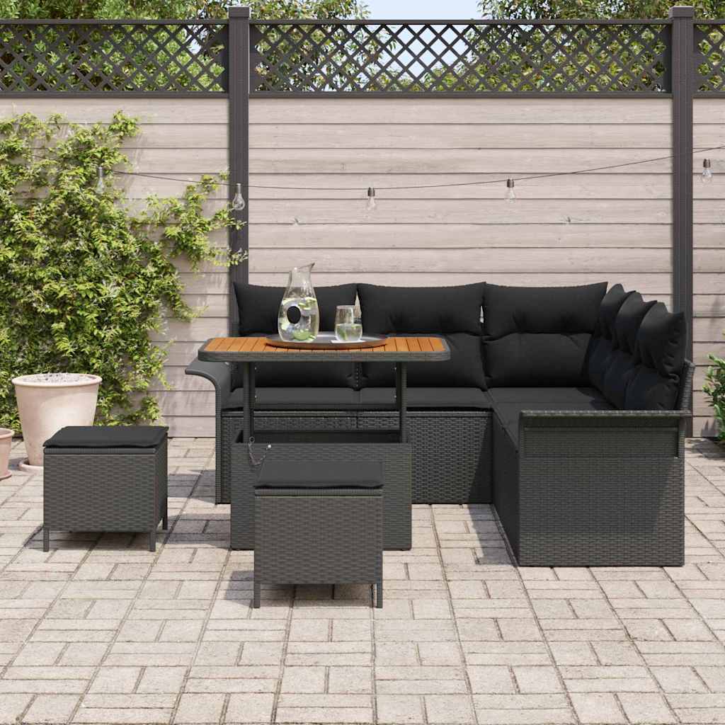 Garten-Sofa-Set 8 pcs Schwarz Poly-Rattan