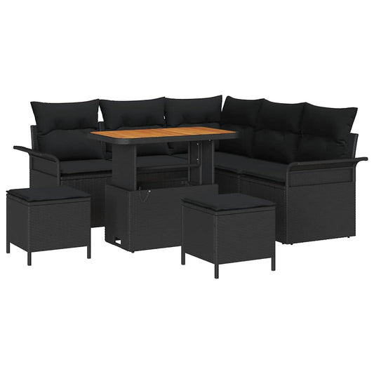 Garten-Sofa-Set 8 pcs Schwarz Poly-Rattan