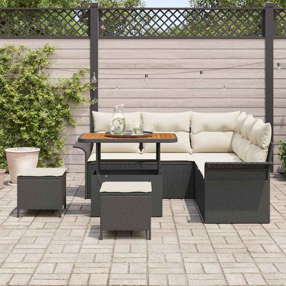 Garten-Sofa-Set 8 pcs Schwarz Poly-Rattan