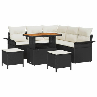 Garten-Sofa-Set 8 pcs Schwarz Poly-Rattan