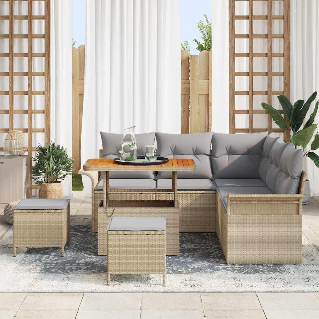 Garten-Sofa-Set 8 pcs Beige Poly-Rattan