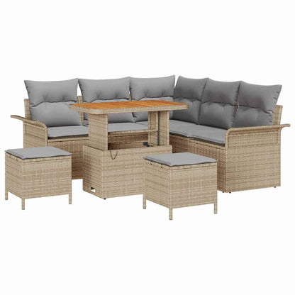 Garten-Sofa-Set 8 pcs Beige Poly-Rattan