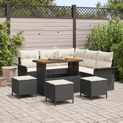 Garten-Sofa-Set 9 pcs Schwarz Poly-Rattan
