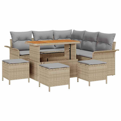 Garten-Sofa-Set 9 pcs Beige Poly-Rattan