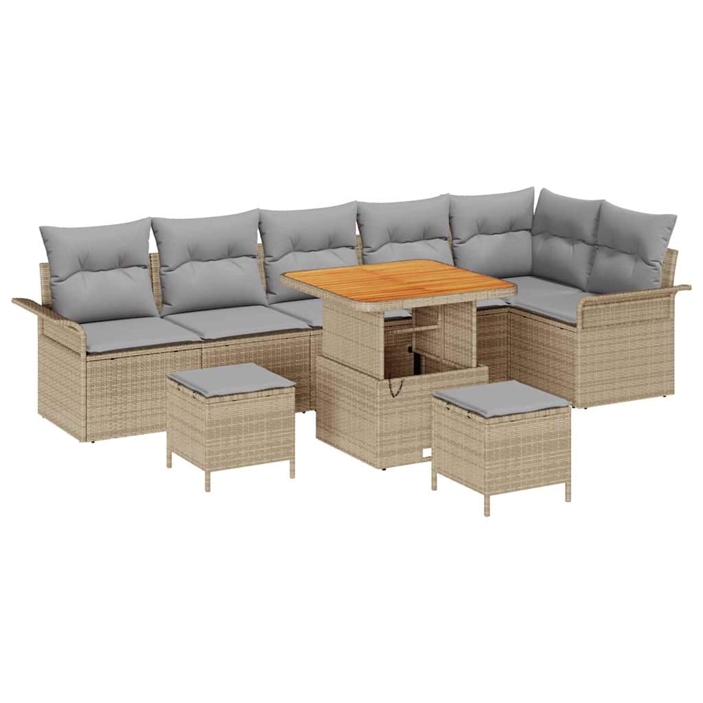 Garten-Sofa-Set 9 pcs Beige Poly-Rattan