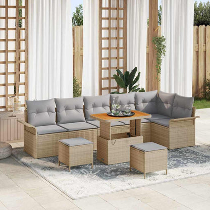 Garten-Sofa-Set 9 pcs Beige Poly-Rattan