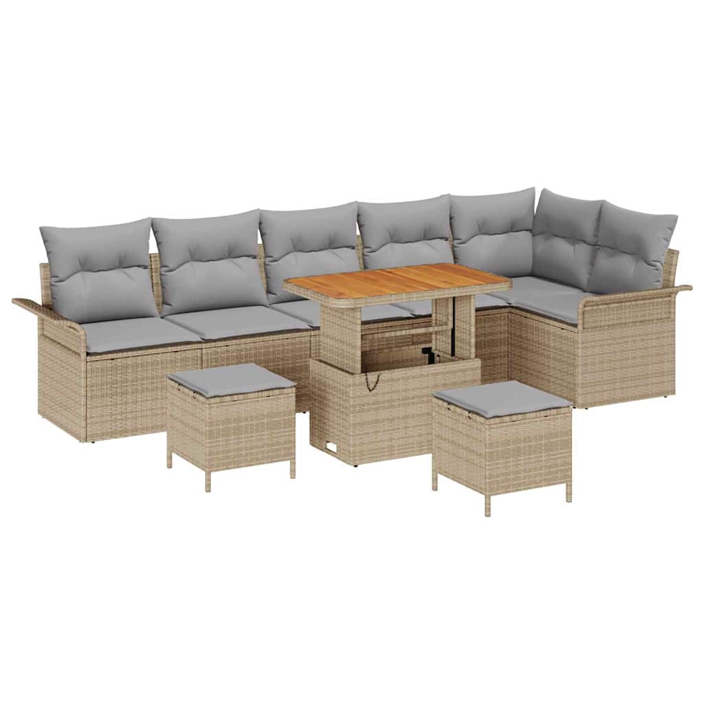 Garten-Sofa-Set 9 pcs Beige Poly-Rattan