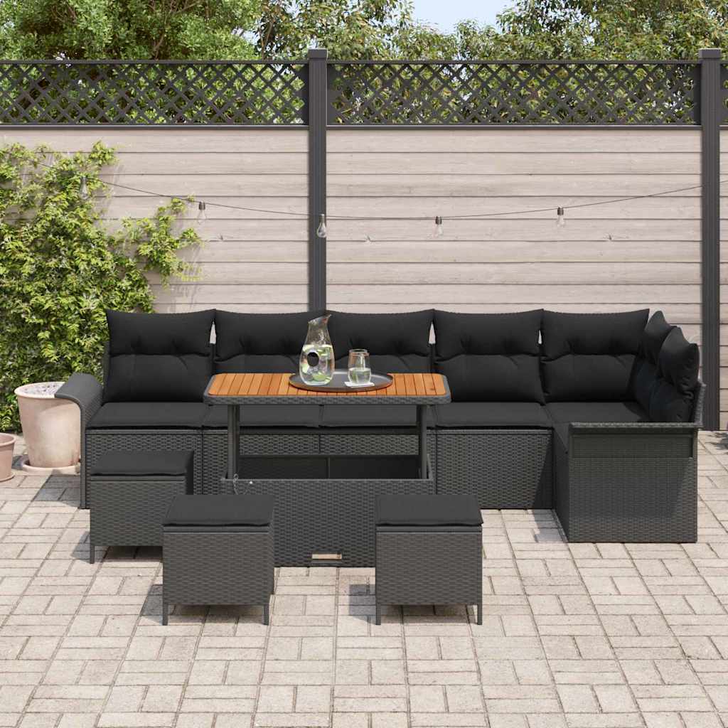 Garten-Sofa-Set 10 pcs Schwarz Poly-Rattan