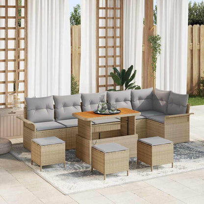 Garten-Sofa-Set 10 pcs Beige Poly-Rattan
