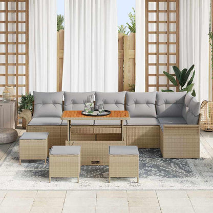 Garten-Sofa-Set 10 pcs Beige Poly-Rattan