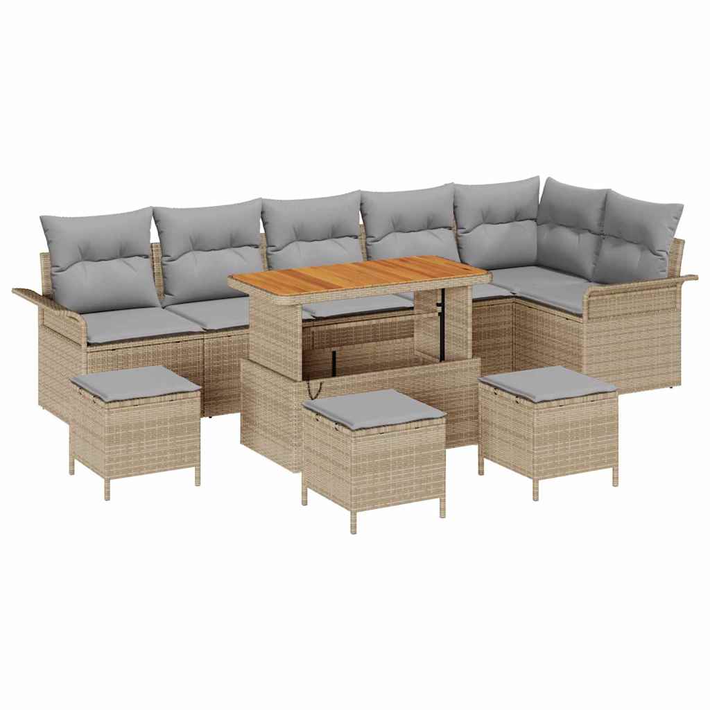 Garten-Sofa-Set 10 pcs Beige Poly-Rattan