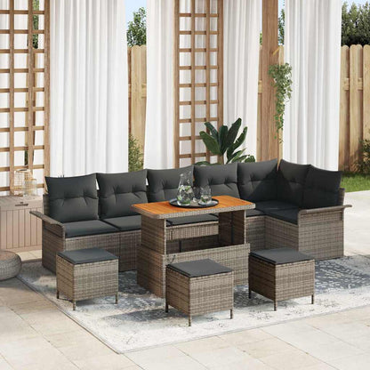 Garten-Sofa-Set 10 pcs Grau Poly-Rattan