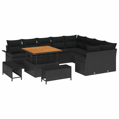 Garten-Sofa-Set 12 pcs Schwarz Poly-Rattan