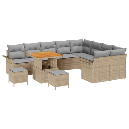 Garten-Sofa-Set 12 pcs Beige Poly-Rattan