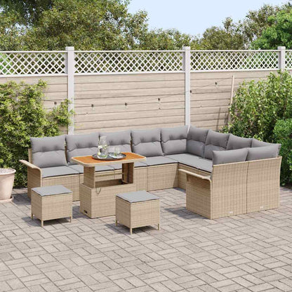 Garten-Sofa-Set 12 pcs Beige Poly-Rattan